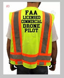 LICENSED COMMERCIAL DRONE PILOT SAFETY VEST HI-VISIBILITY REFLECTIVE #3 Drone