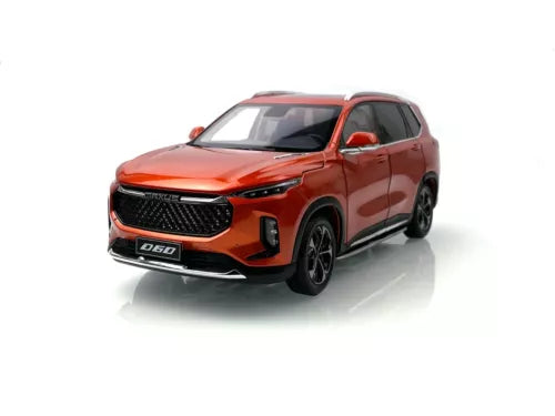 SAIC 1:18 Maxus D60 SUV diecast model car, orange front three-quarter view