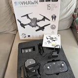 Skyhawk foldable video GPS drone kit with controller and packaging foam