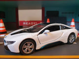 BMW i8 White 1:36 Kinsmart Diecast Model Car 2016 Pull Back Action Toy