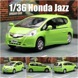 1:36 Diecast Honda Jazz Metal Car Model Toy Pull Back Sound Light Door Open Gift Toy