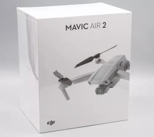 DJI Mavic Air 2 camera drone box with printed drone graphic