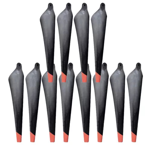 Drone propeller blades set, 12 black-gray blades with orange tips, CW/CCW pair