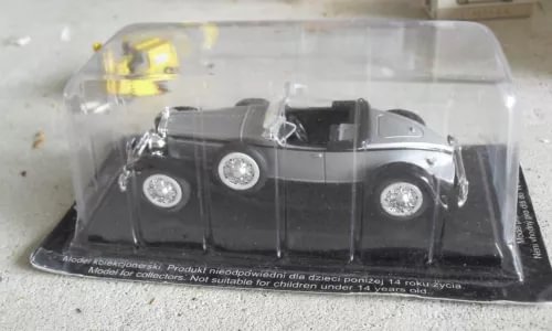 1930 Packard Speedster diecast car, dark gray in clear display box