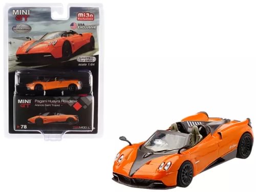 Orange diecast roadster model car with black rear wing