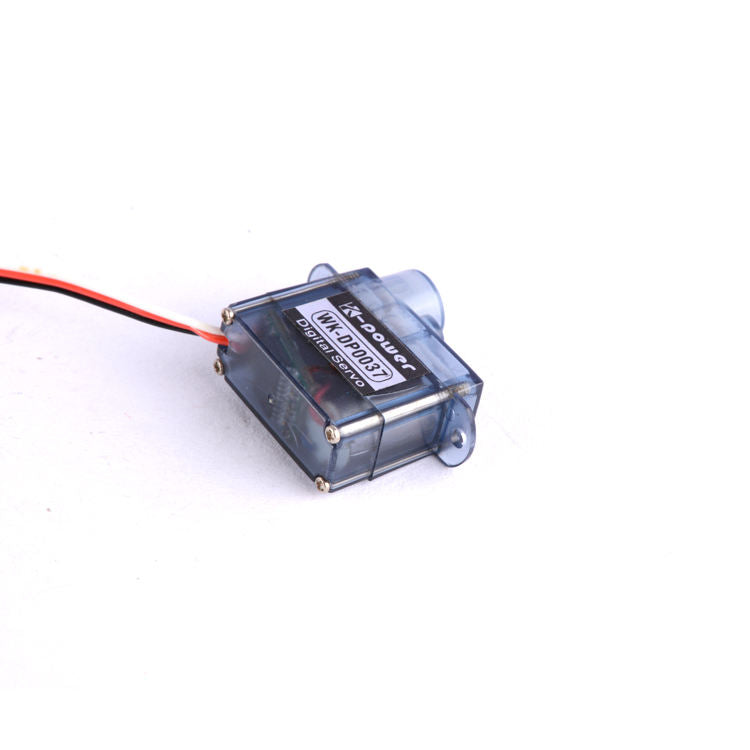 Micro digital servo motor with three-wire lead and metal mounting tabs