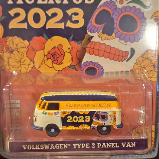 Volkswagen Type 2 panel van diecast toy, cream and yellow, 2023 graphic