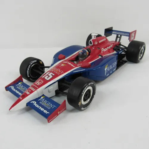 Red and blue Indy race car diecast model, number 15