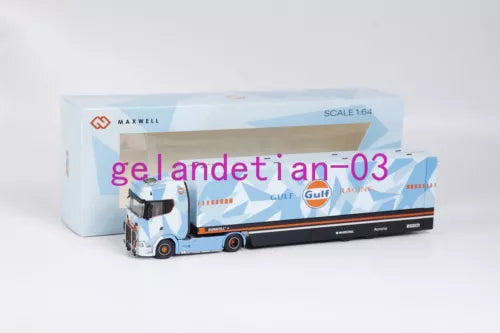 1:64 scale diecast truck model in Gulf blue and white livery