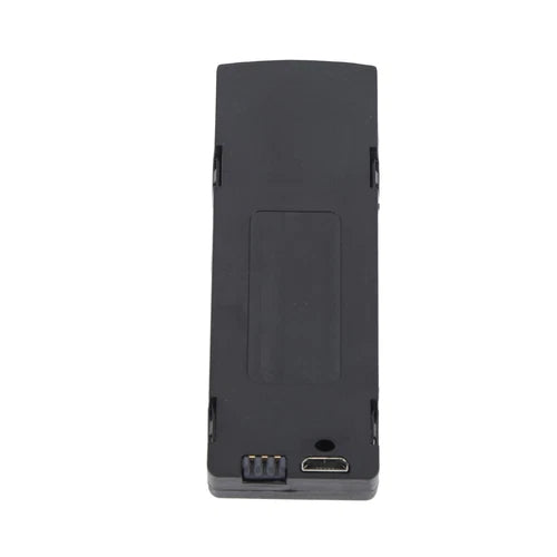 Black RC drone lithium battery pack with charging port and connector