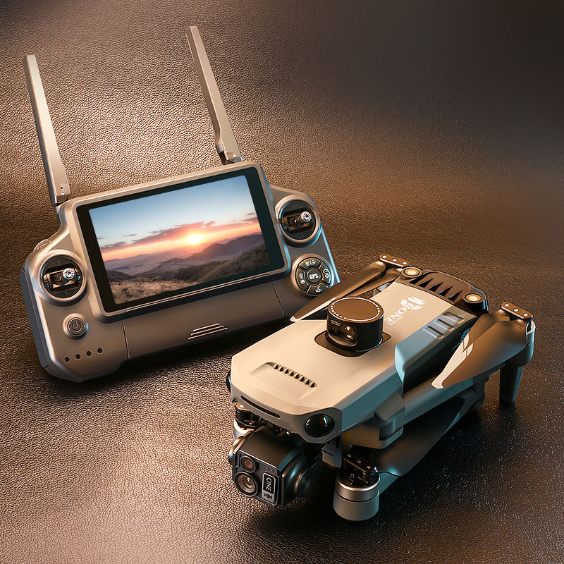 RC drone with 3-axis gimbal camera and remote controller
