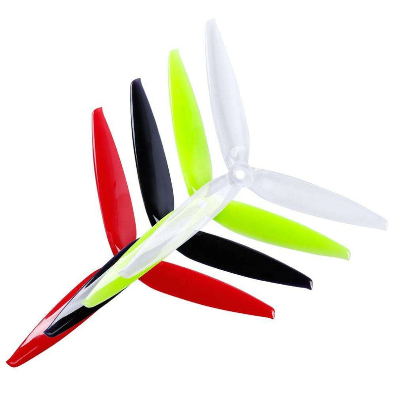 3-blade RC propeller with multicolor blades and white hub
