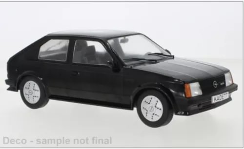Black 1:18 scale diecast model car with front end detail and white wheels