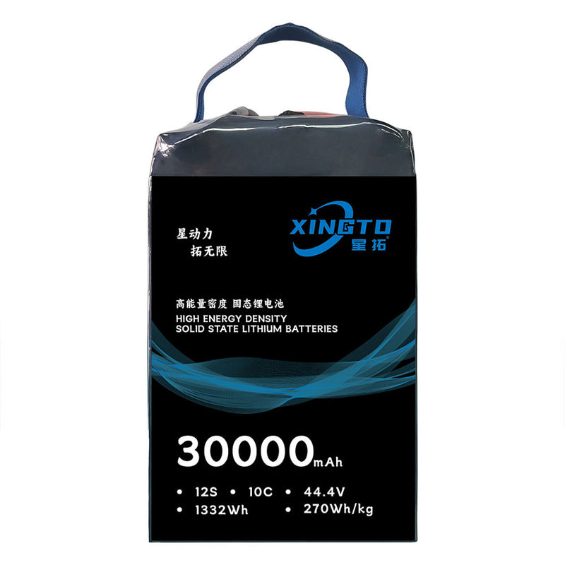 Solid-state lithium battery pack, 30000mAh, black with blue label