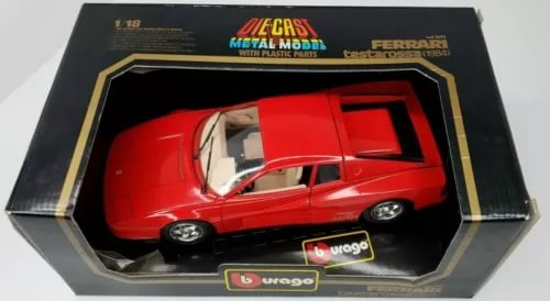 Bburago Ferrari Testarossa 1/18 diecast red model in open box with plastic cover