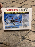 DIY hexacopter starter kit box with illustrated drone and included parts list