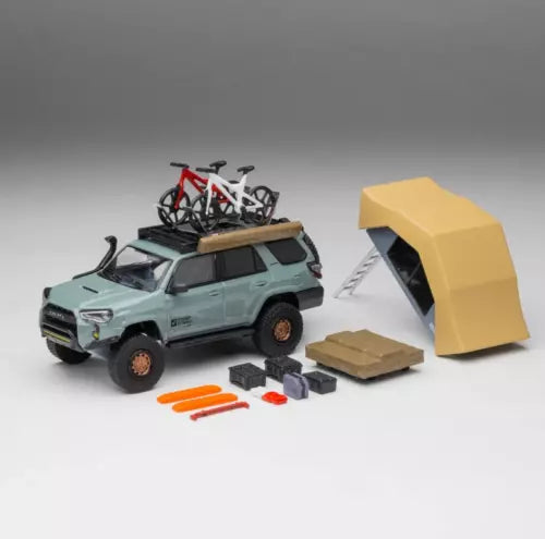 1:64 diecast Toyota 4Runner toy SUV with roof rack and yellow accessories