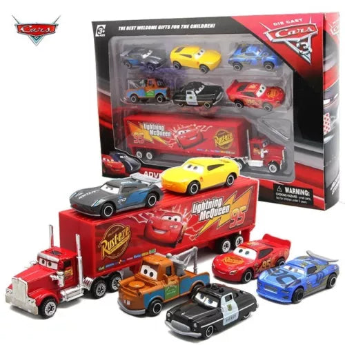 7-piece Cars diecast vehicle set with Lightning McQueen and assorted trucks