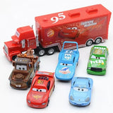 1:55 diecast model toy cars, including red truck, tow truck, blue and green cars