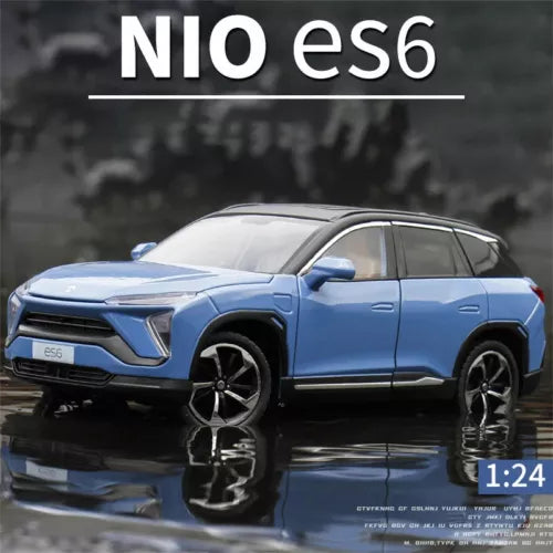 NIO ES6 1:24 diecast alloy car model, blue SUV, front three-quarter view
