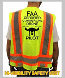 CERTIFIED COMMERCIAL DRONE PILOT HIGH VISIBILITY SAFETY VEST BLACK DESIGN #2 Drone