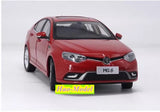 Red MG6 diecast model car in front 3/4 view, with front grille and headlights