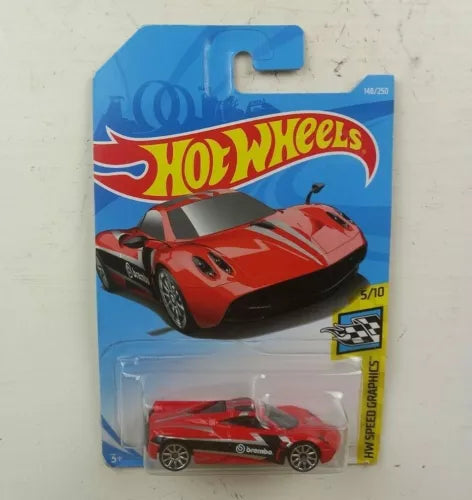 Hot Wheels red diecast sports car in blister pack with Speed Graphics branding