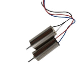 Coreless DC micro motor with red and blue wires and two metal pin terminals