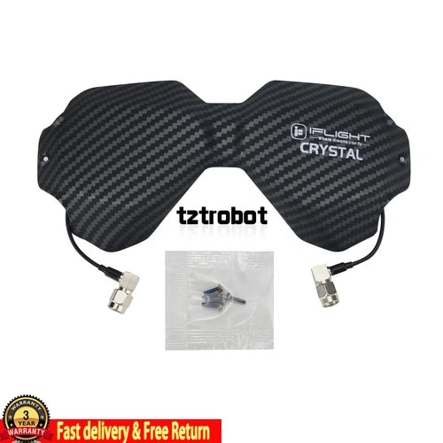 Carbon fiber patch antenna with two coax connectors, iFLIGHT CRYSTAL logo, includes small parts bag