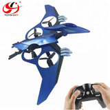 Blue pterosaur mini remote control drone with four rotors and controller
