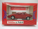 Red diecast Lamborghini Countach model car in Tonka Polistil box with clear window