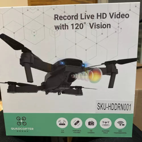 Small QuadCopter Portable Foldable Drone HDDRN001 w/HD 120 Degree Video NEW Drone