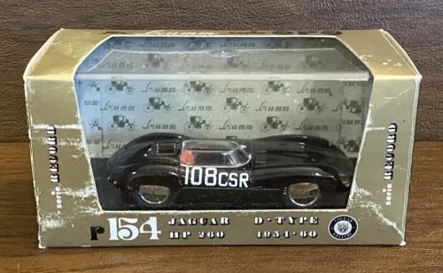 Brumm diecast Jaguar D-Type model car in display box, clear window and black chassis