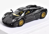 1:64 scale black sports diecast metal car with gold wheels and front details