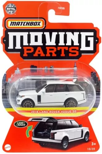 Diecast moving parts vehicle set with white Land Rover Vogue SE in blister