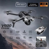 Gray quadcopter drone with dual cameras, four propellers, and protective gimbal mount