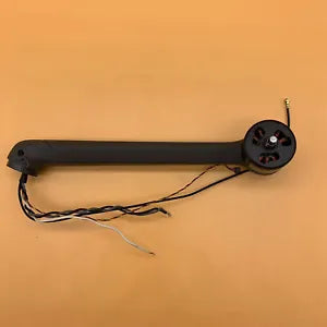Drone arm motor assembly with black arm and exposed wiring