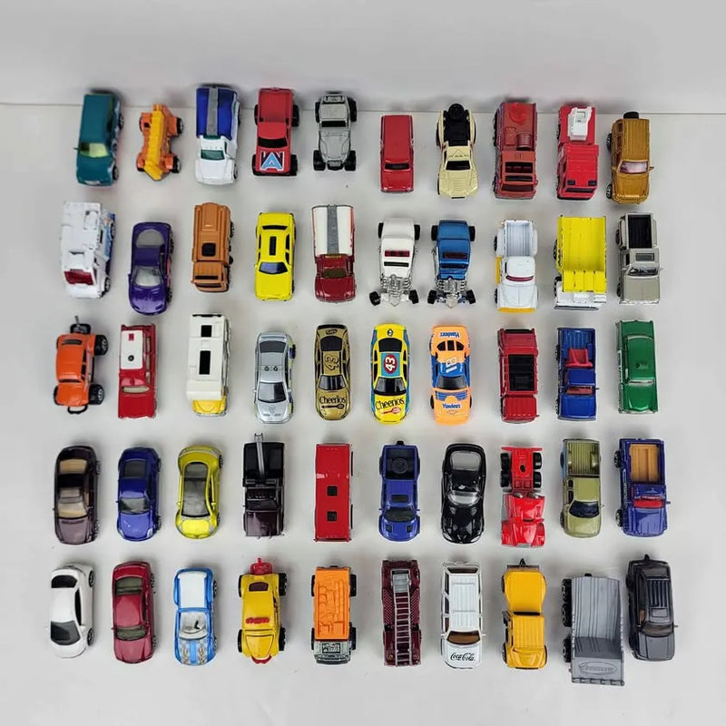 Assorted matchbox diecast cars, mixed colors and styles, lot of 50