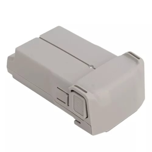 Gray rectangular rechargeable drone battery pack with latch and connector