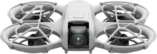Pocket-sized self-flying camera drone with front camera and four propellers
