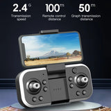 RC quadcopter remote controller with foldable design and built-in screen