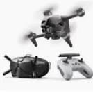 FPV drone with remote controller and goggles, compact foldable design
