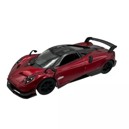 Diecast model car, red and black 1/38 scale, Pagani-style sports car