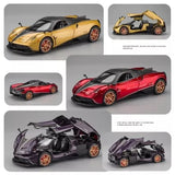 1:24 diecast luxury model car toy with raised doors, shown in yellow, red, and dark colors