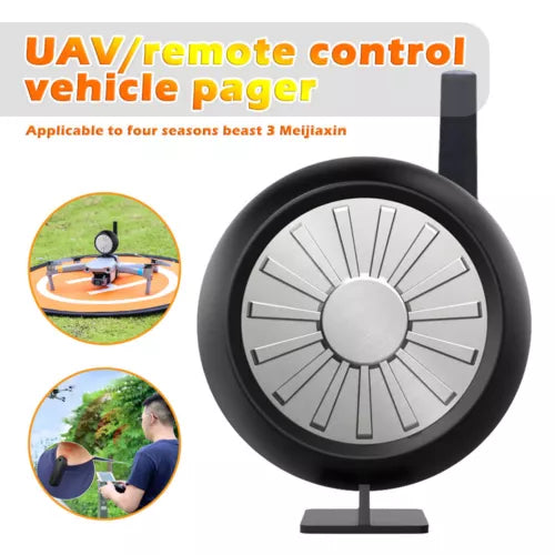 Wireless voice speaker megaphone with circular driver and upright antenna on base