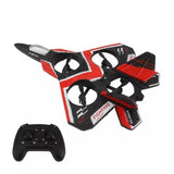 RC jet plane toy with red-and-black design and remote controller