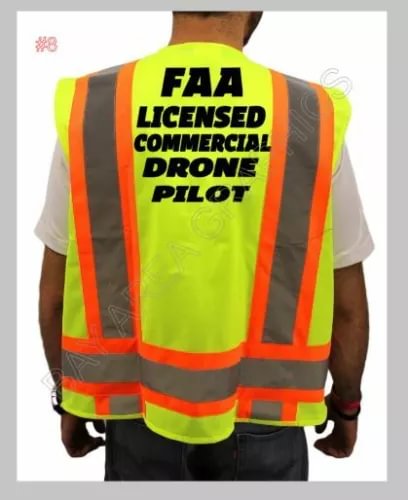 LICENSED COMMERCIAL DRONE PILOT SAFETY VEST HI-VISIBILITY REFLECTIVE #8 Drone
