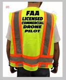LICENSED COMMERCIAL DRONE PILOT SAFETY VEST HI-VISIBILITY REFLECTIVE #8 Drone