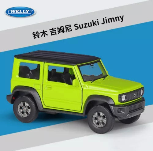 Lime green Suzuki Jimny 1:36 diecast model car with Welly logo