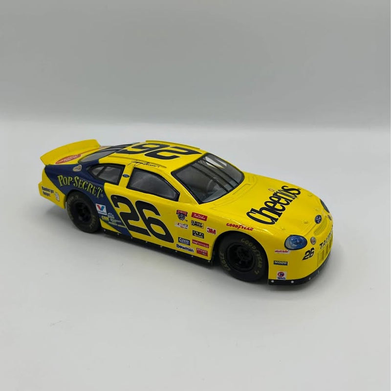 Yellow NASCAR diecast race car with #26 and Cheerios graphics